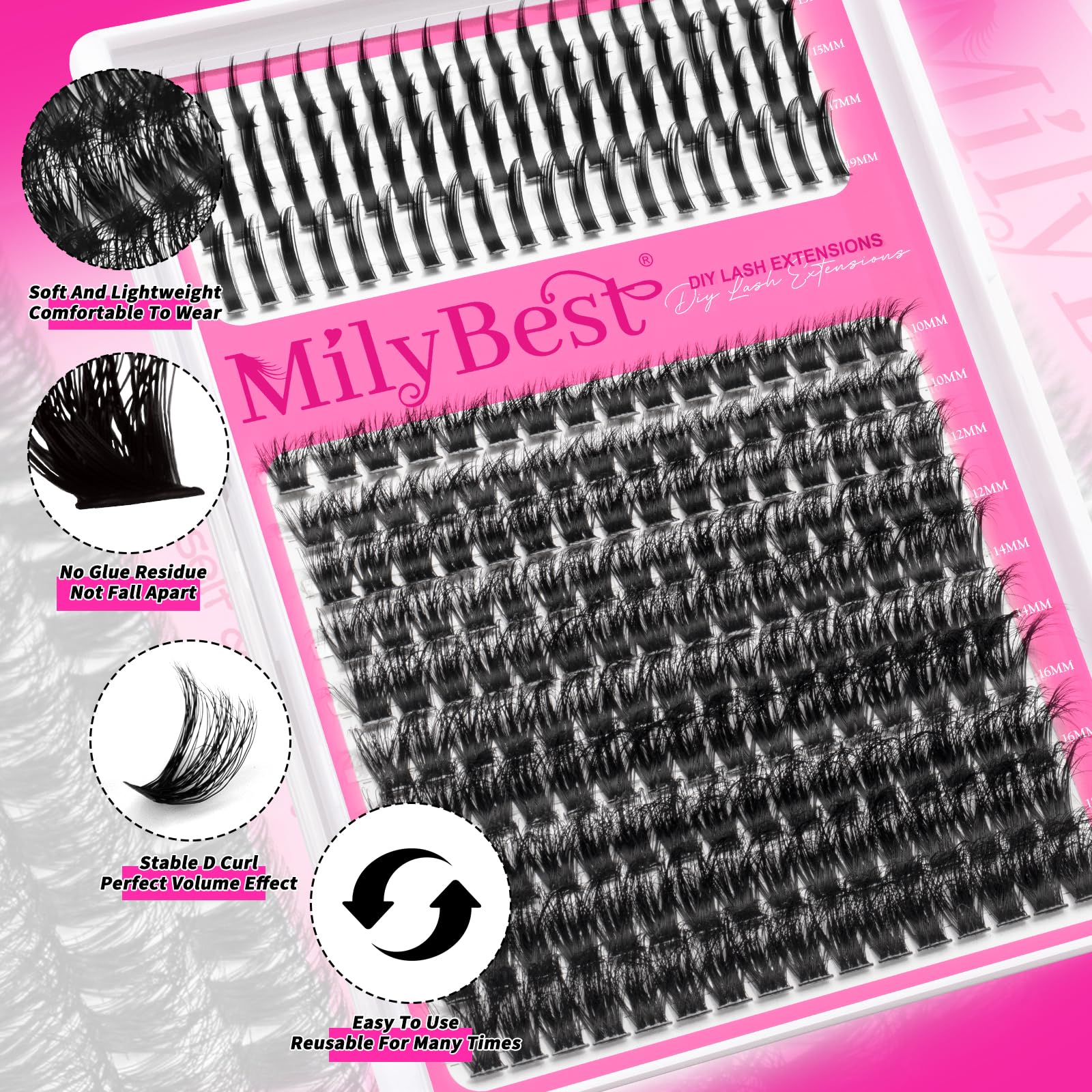 MilyBest precision lash tweezers for accurate cluster placement.