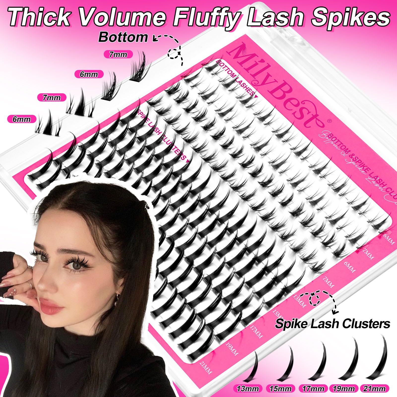 MilyBest spiky lashes 15mm add bold mid-length drama for daytime wear