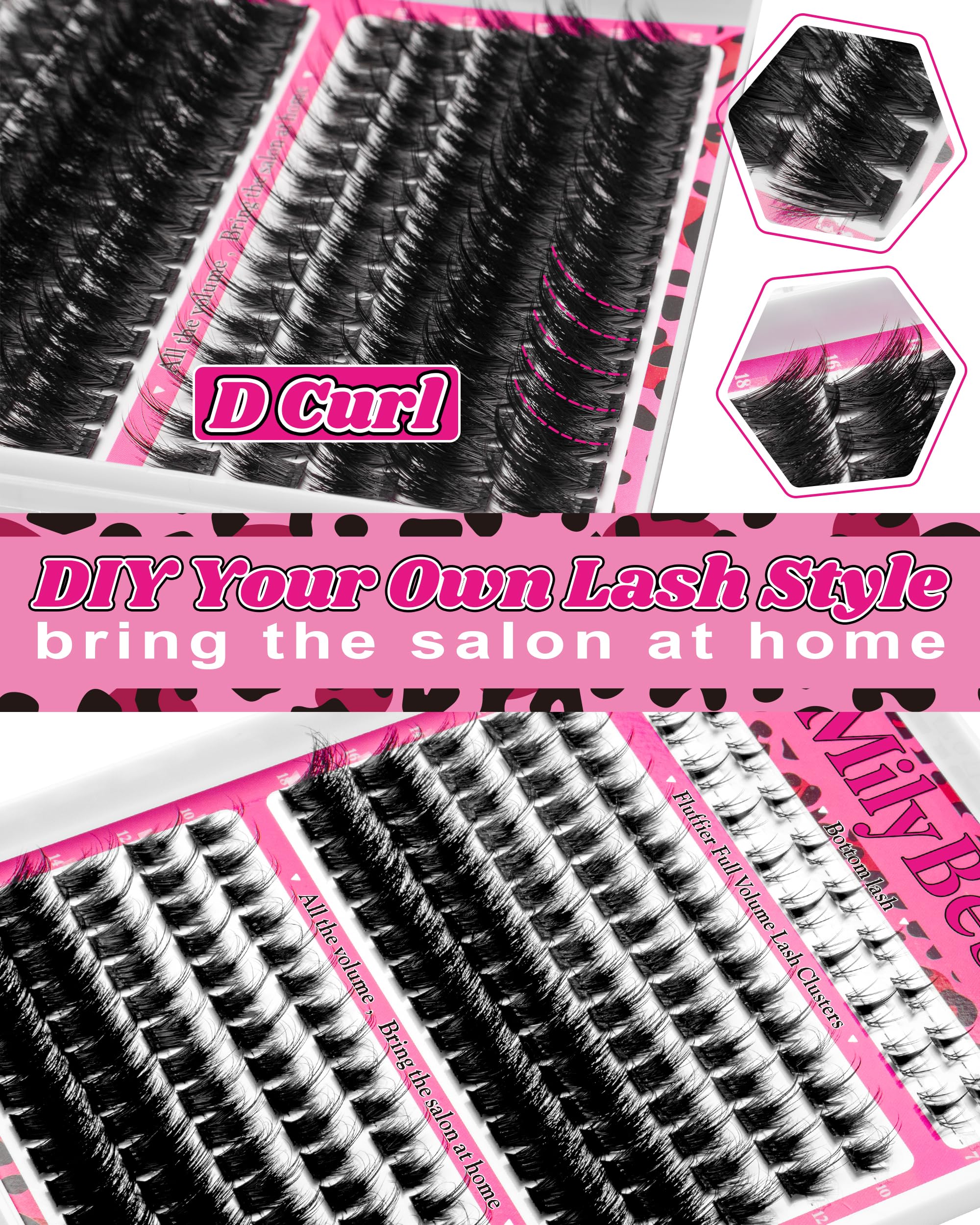 MilyBest Spiky Lashes 18mm D-curl for dramatic volume.