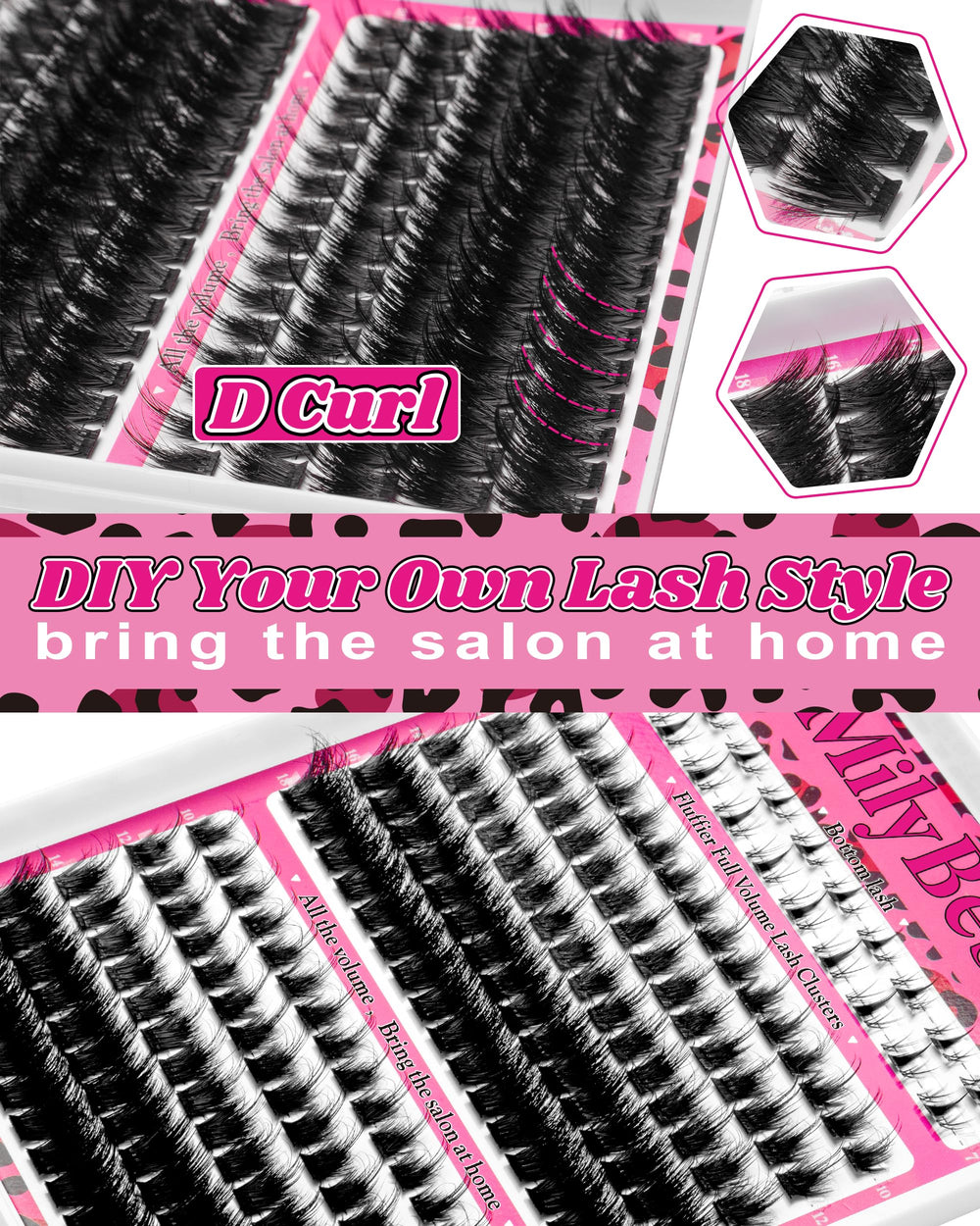 MilyBest Spiky Lashes 18mm D-curl for dramatic volume.