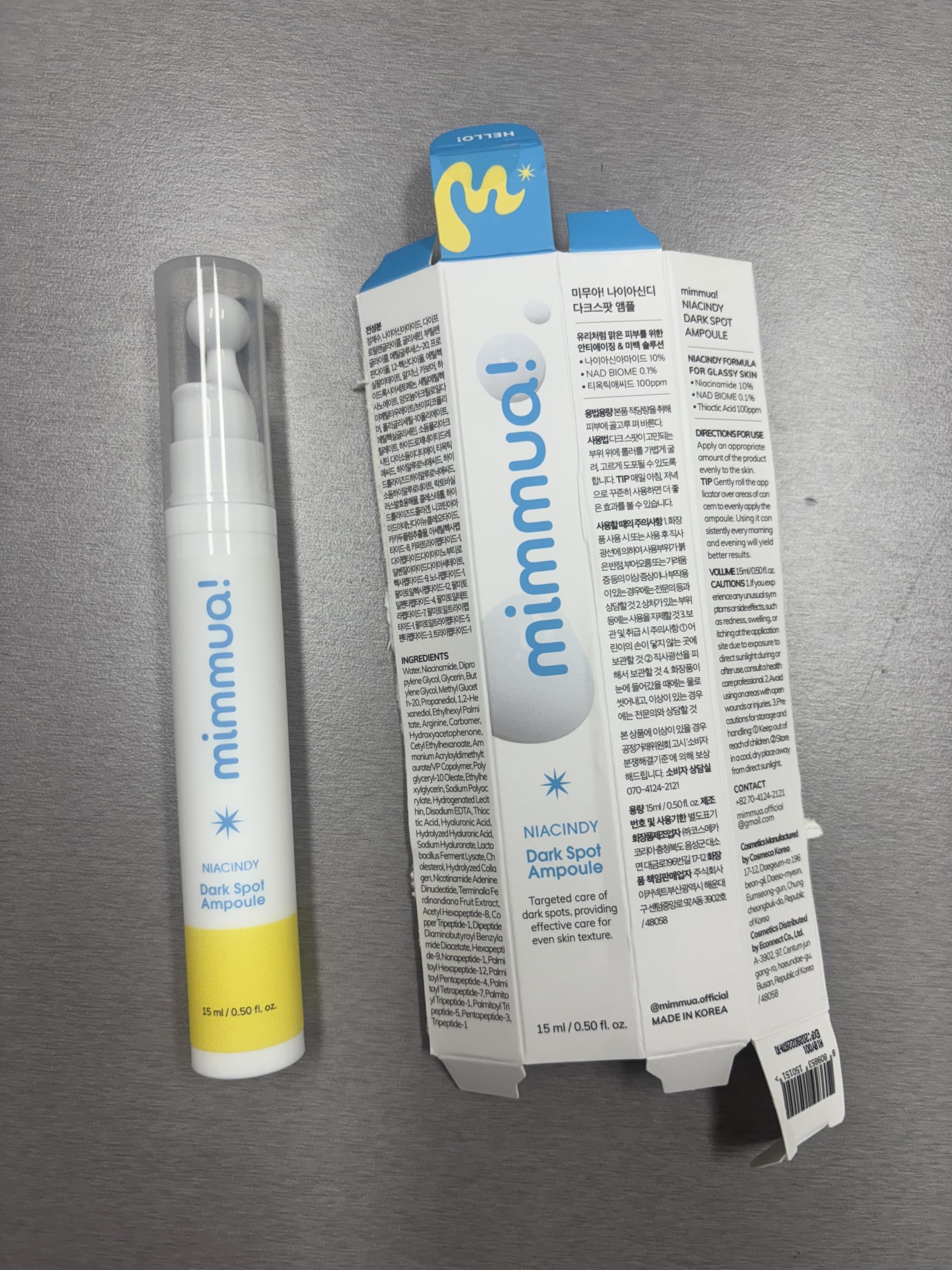 mimmua! Dark Spot Ampoule clinic-inspired packaging signals trusted skincare