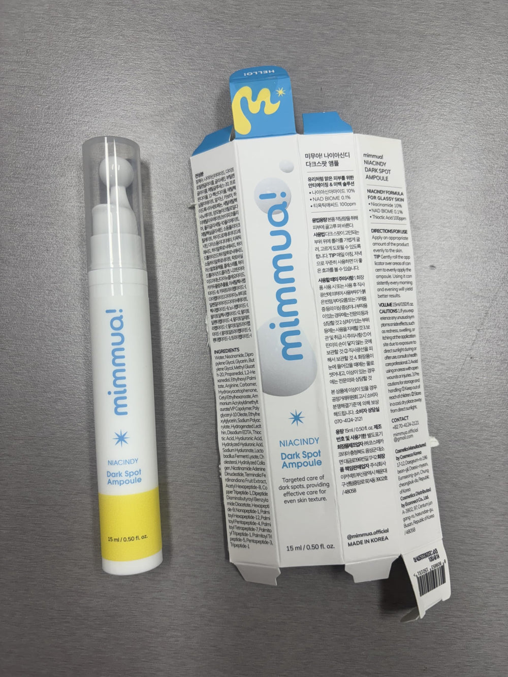 mimmua! Dark Spot Ampoule clinic-inspired packaging signals trusted skincare
