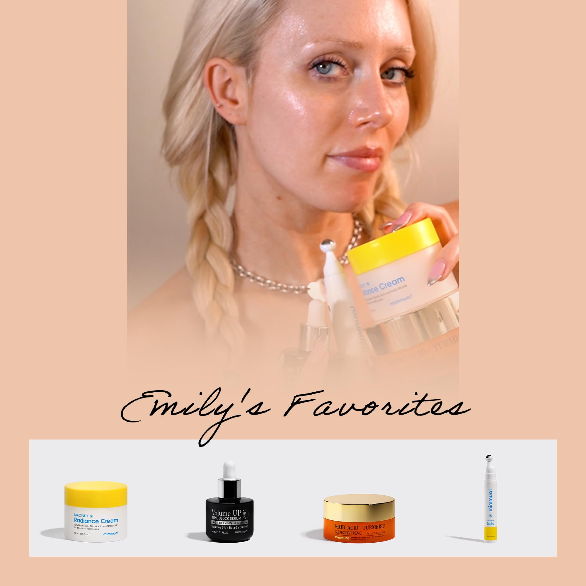 mimmua NIACINDY Capsule burst on skin illustration highlighting instant activation