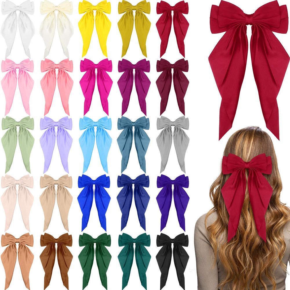 Mimorou big satin bow clip enhances any hairstyle with bold presence