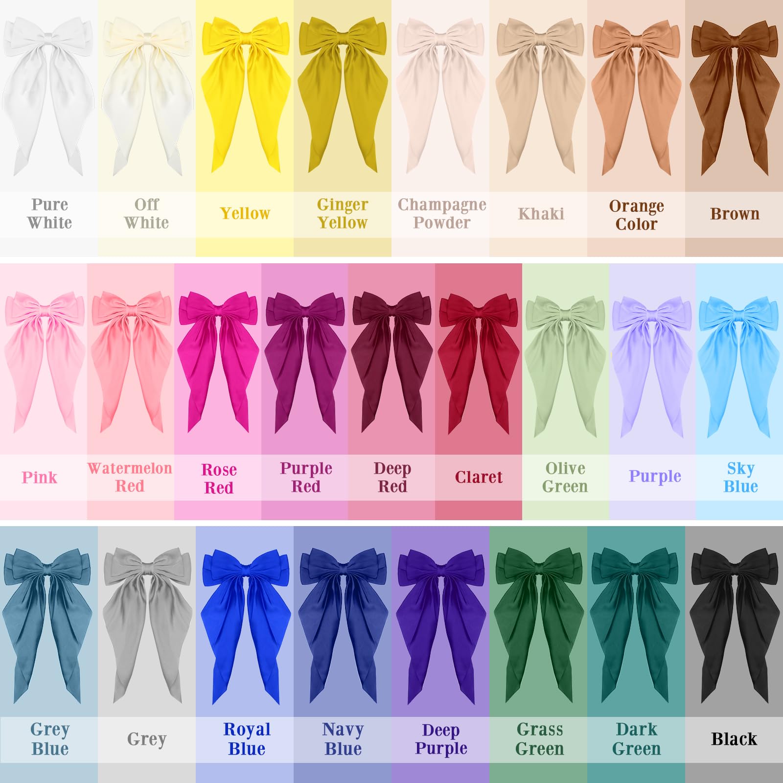 Mimorou soft satin material bow clip with gentle grip on hair