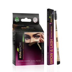 MinaiBrow dark brown brow tint kit demonstrating natural color application.