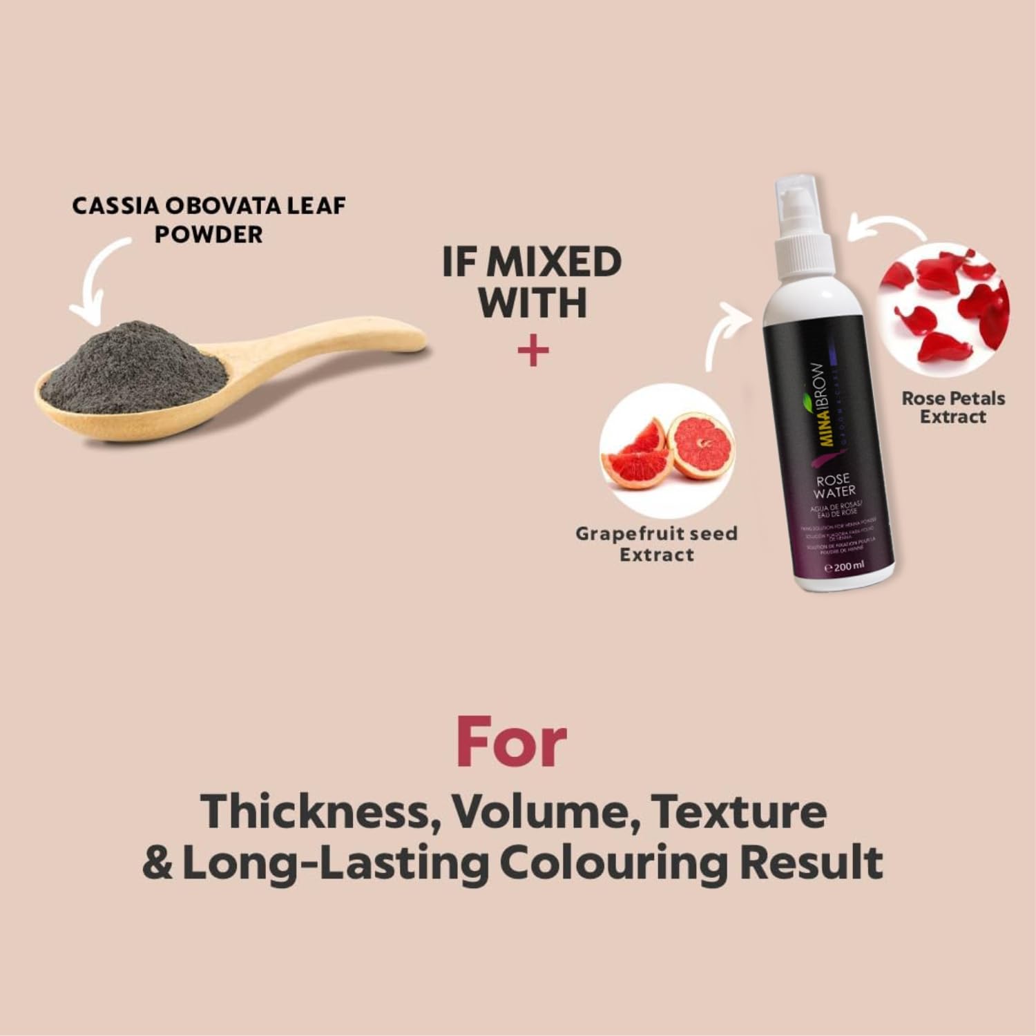 MinaiBrow Tint Kit ingredientes naturales cassia para color suave.