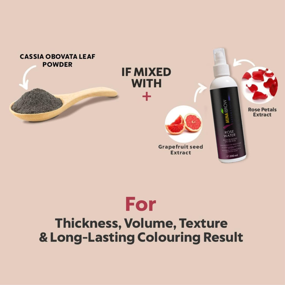 MinaiBrow Tint Kit ingredientes naturales cassia para color suave.