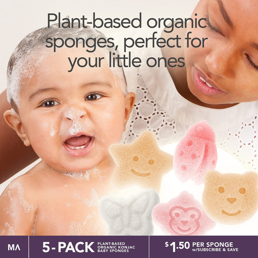 MINAMUL Konjac esponja mariquita para bebés, limpieza delicada y juego estimulante.