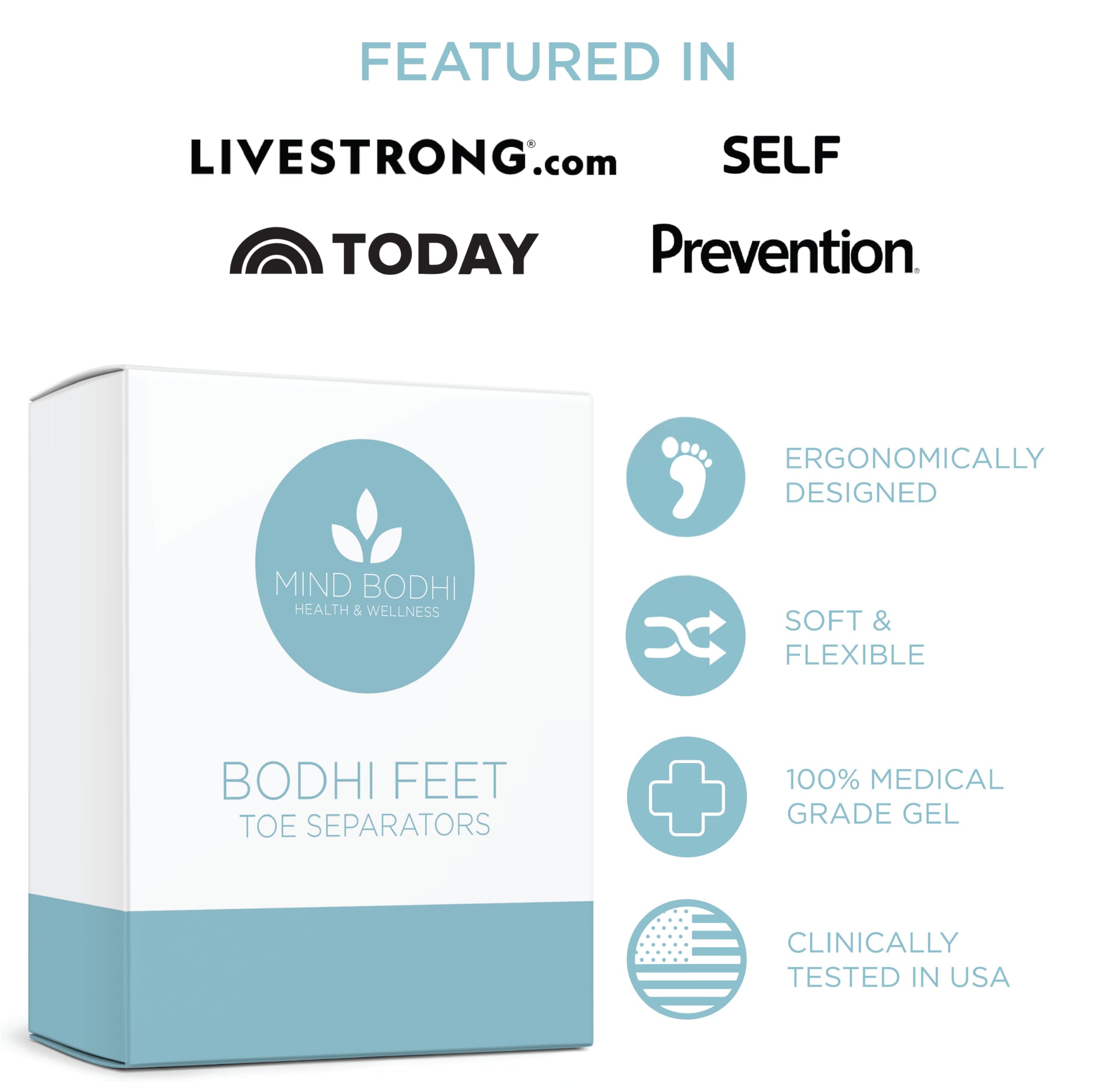 Mind Bodhi ergonomic design cradles each toe for relaxed muscles.