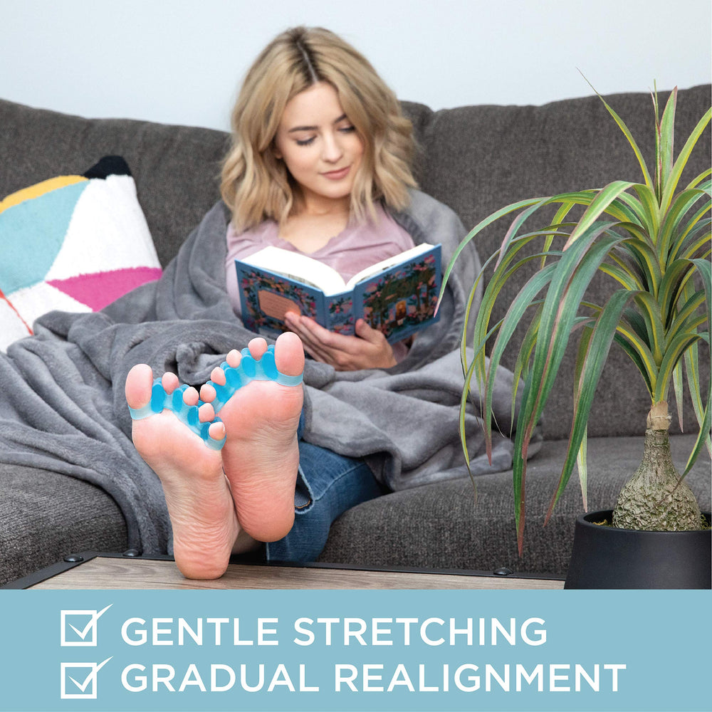 Mind Bodhi toe separators support yoga and workouts by improving toe flexibility.