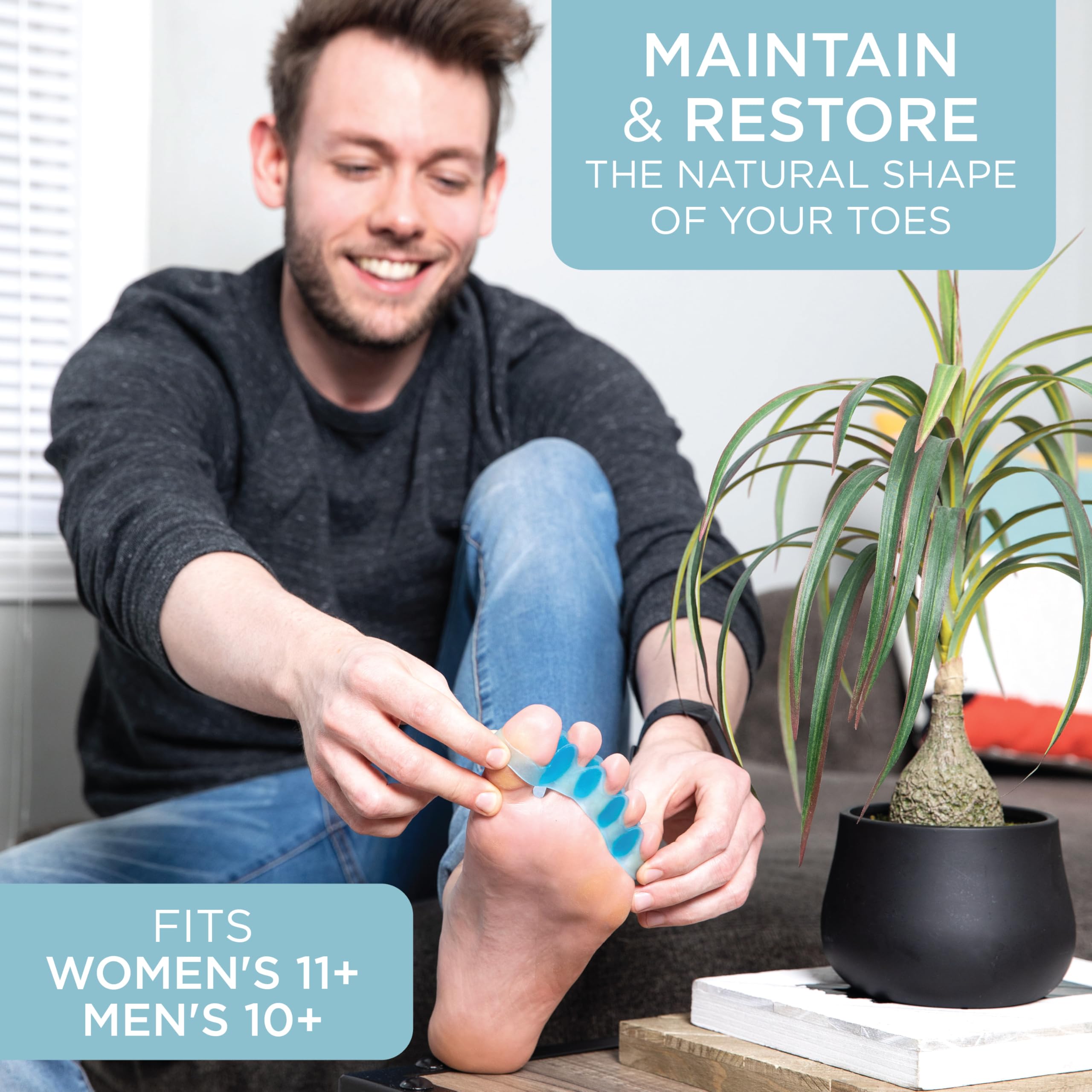 Mind Bodhi toe spacers with ergonomic fit between toes for relaxed muscles.