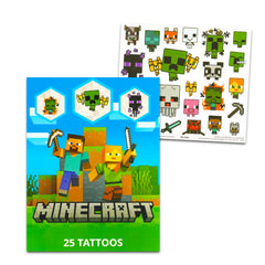 Minecraft tattoos bundle sheet two with heroes for gifts and party activities