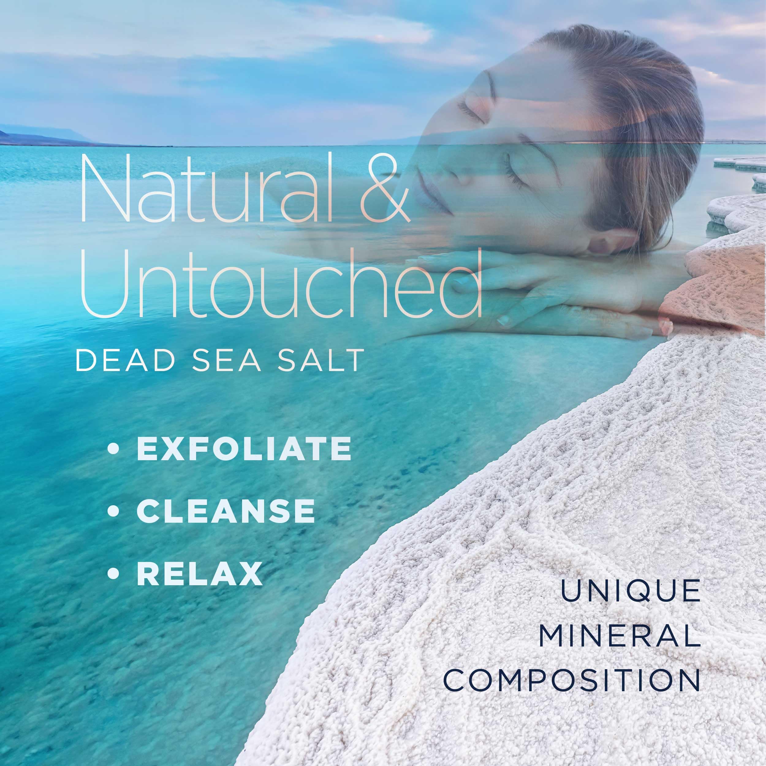 Minera Sal del Mar Muerto, exfoliante con aceite de oliva para piel nutrida.