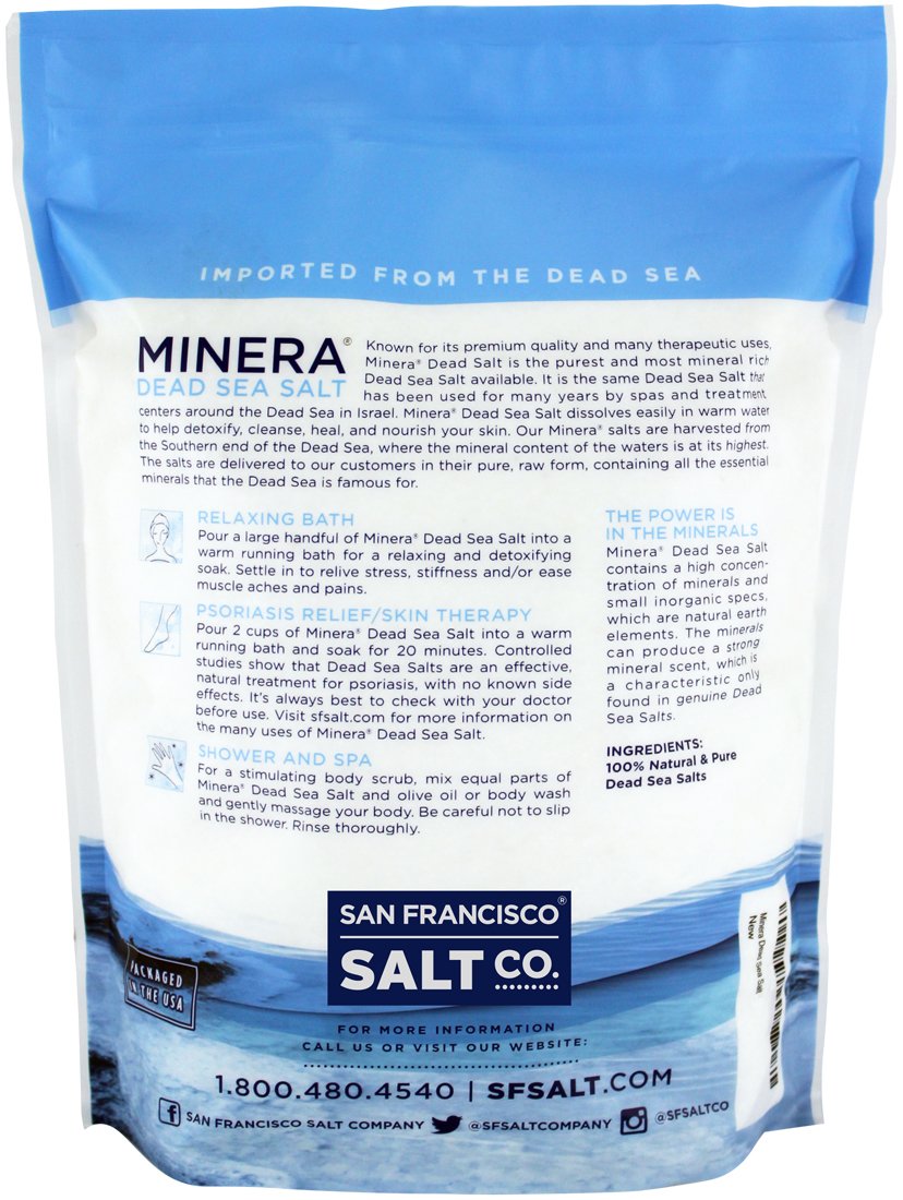 Minera Sal del Mar Muerto, baño sin fragancia para confort y cuidado de la piel.