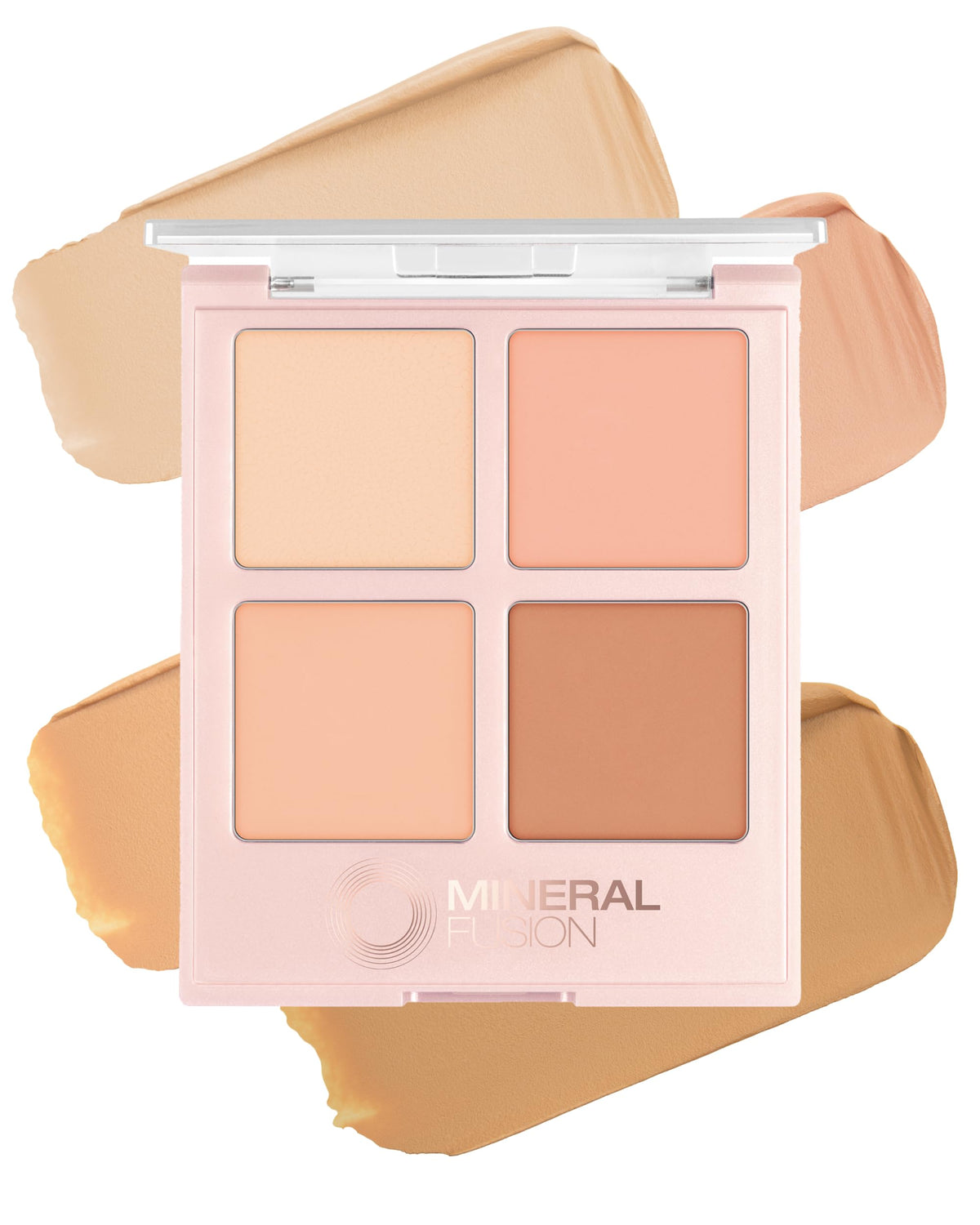 Paleta Mineral Fusion con 4 tonos claros para igualar piel.