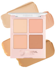 Paleta Mineral Fusion con 4 tonos claros para igualar piel.