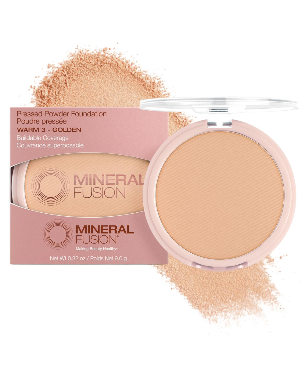 Mineral Fusion pressed powder foundation compact with matte finish for a flawless base
