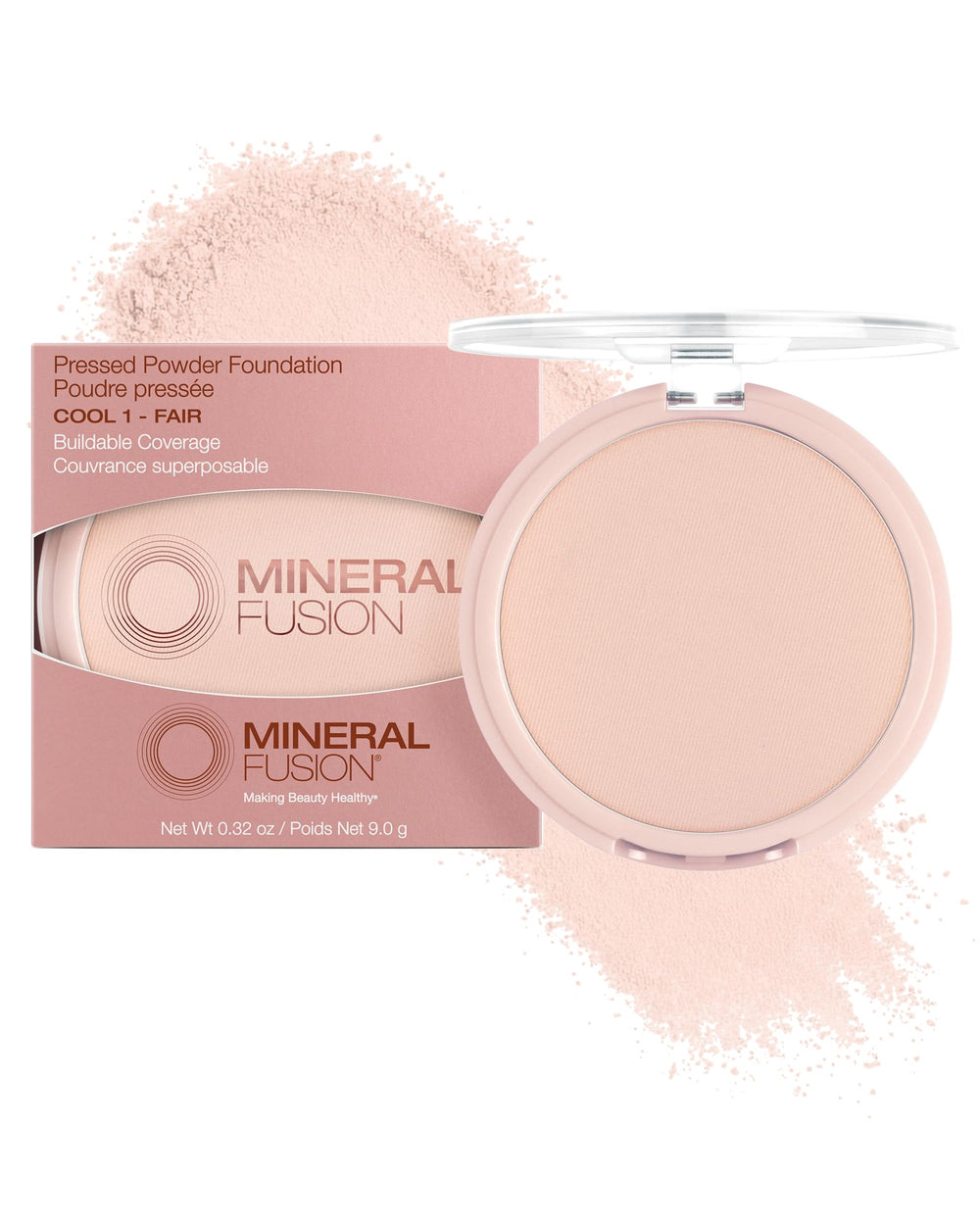 Mineral Fusion pressed powder foundation delivers a matte finish and pore-blurring look for photo-ready skin
