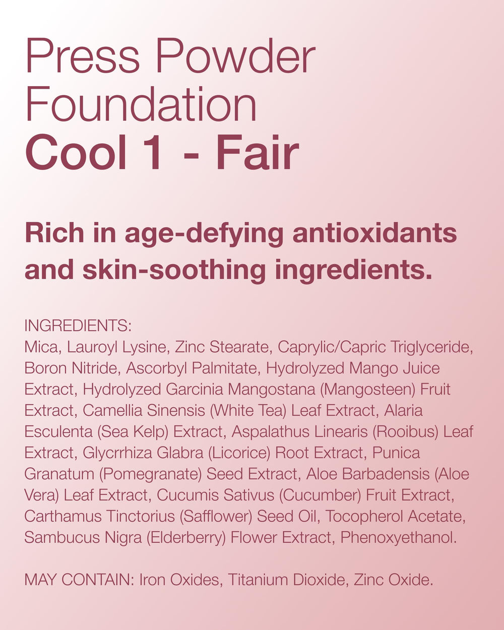 Photo-ready Mineral Fusion finish evens skin tone in bright light