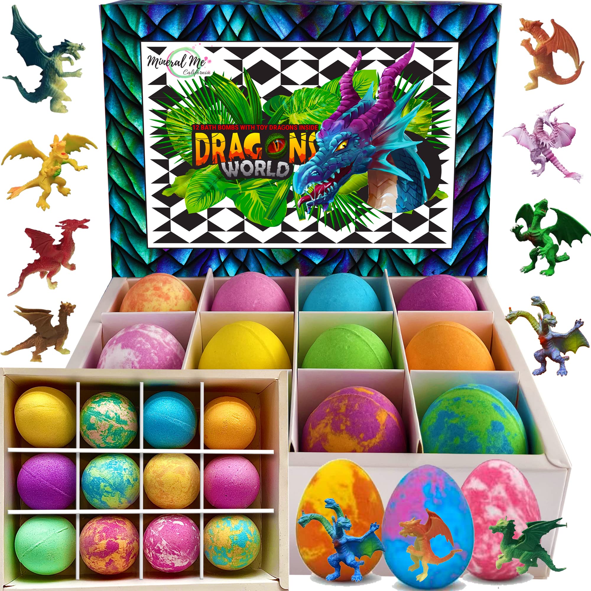 Mineral Me California bath bombs with dragon egg toys brighten bath time with surprises