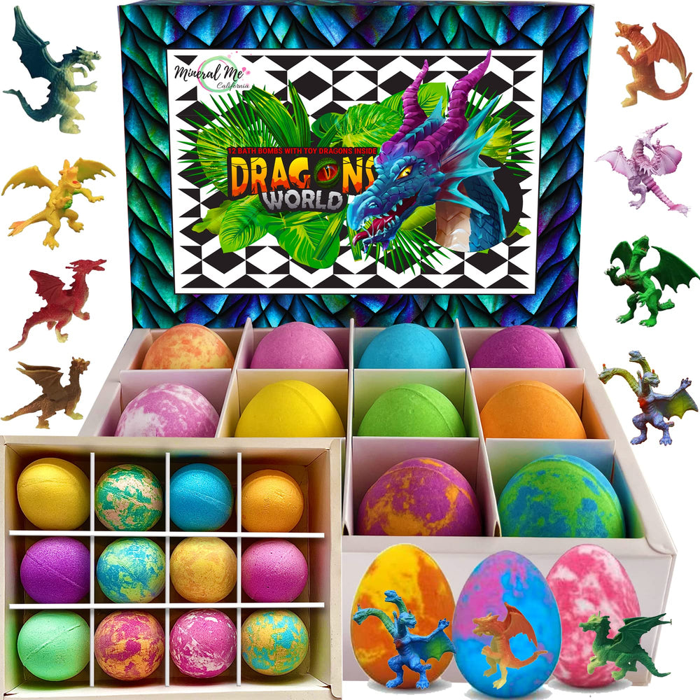 Mineral Me California bath bombs with dragon egg toys brighten bath time with surprises
