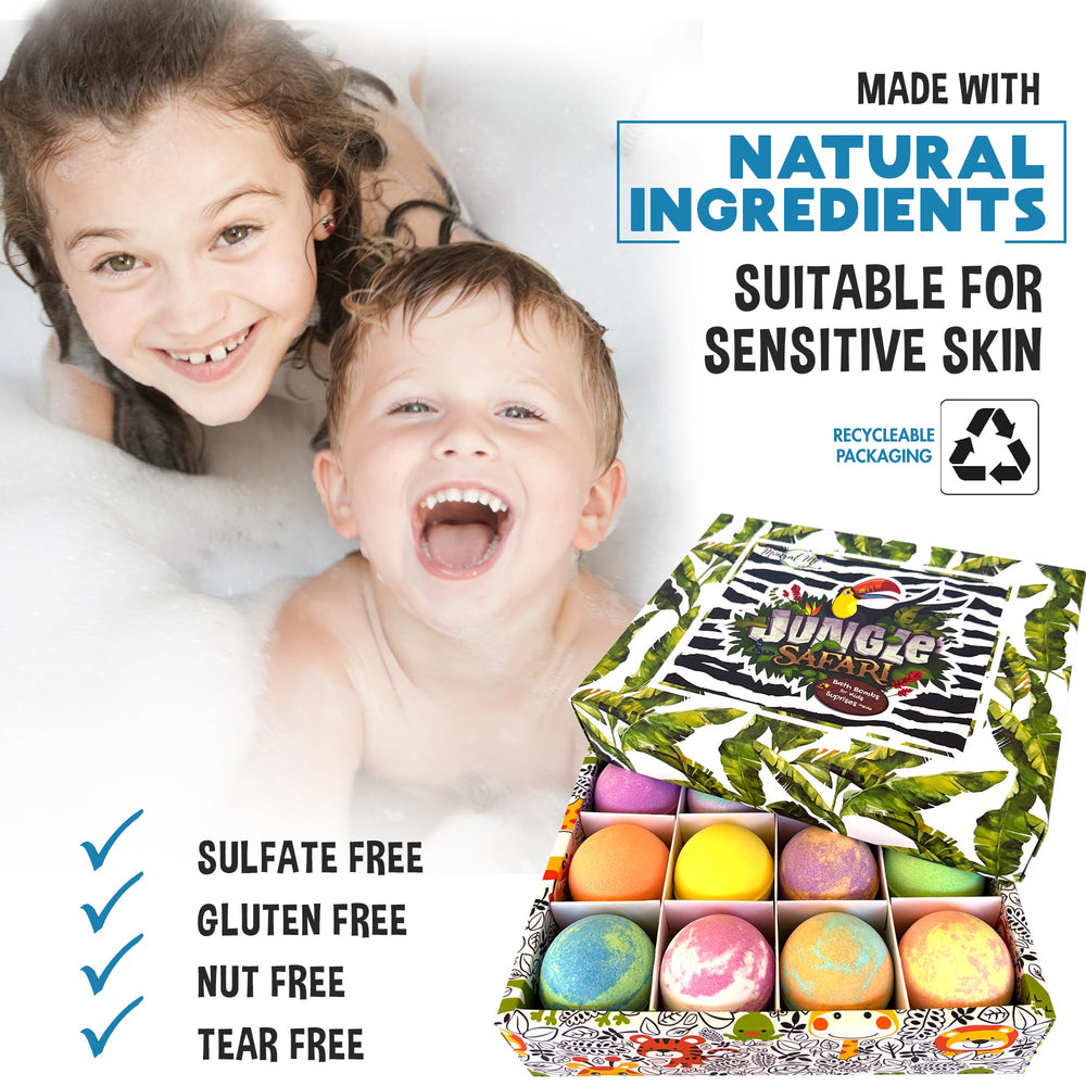 Mineral Me California bath bombs for boys and girls with hidden toys.