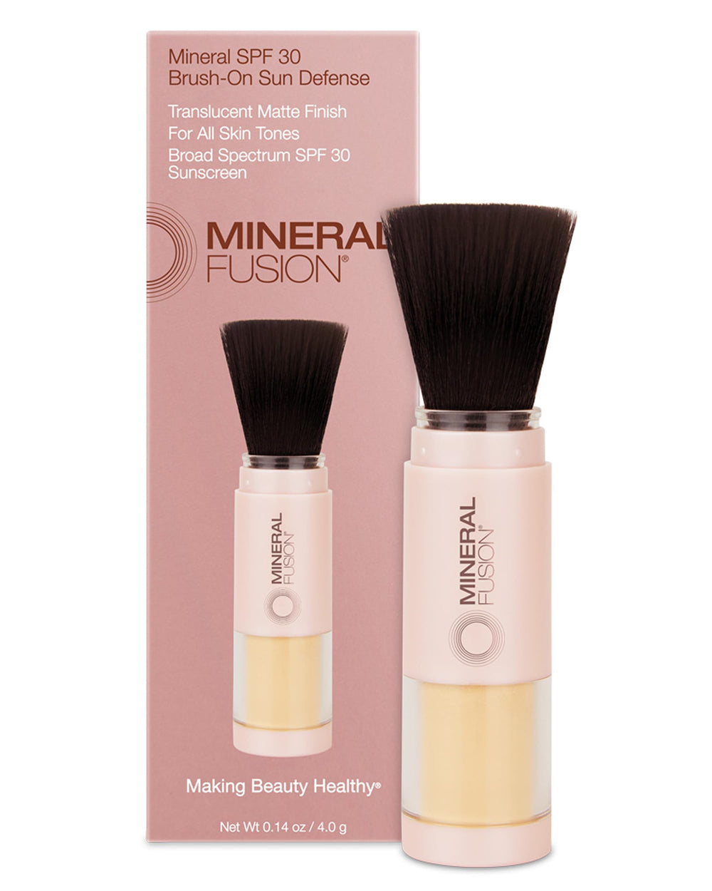 Mineral Fusion polvo solar con pincel para la cara, SPF 30, translúcido.