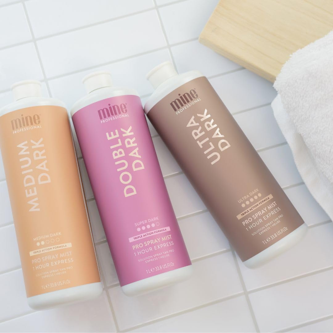 MINETAN BODY.SKIN fast-drying spray demonstrates efficient, mess-free applications.
