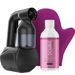 MINETAN Personal Spray Tan Machine shown in compact, at-home setup for easy tanning.
