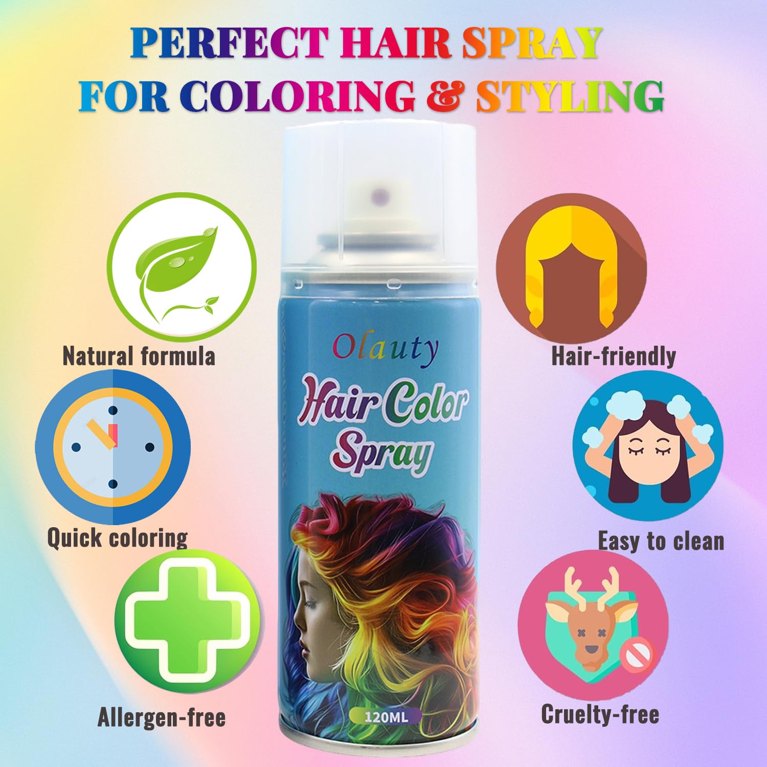 Minfei purple hair spray 120ml bottle packaging