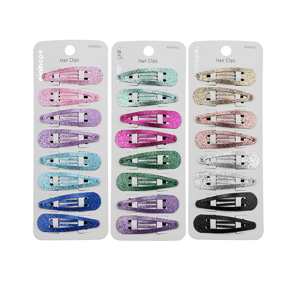 Minihope clips de presión para cabello con brillo metálico y sujeción segura.