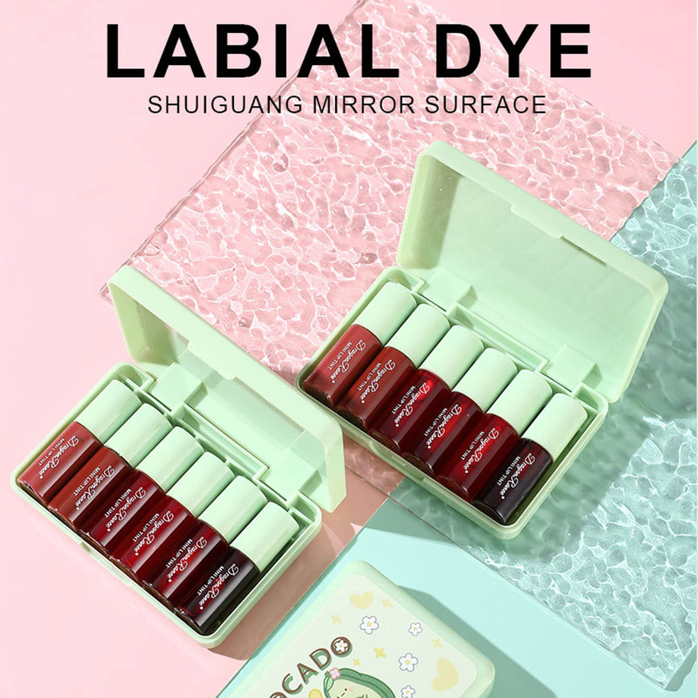 Six-color Miniling lip tint swatches for natural everyday color.
