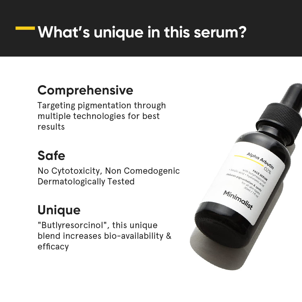 Minimalist Alpha Arbutin 02% serum - aplicación para manchas oscuras tras exposición solar.