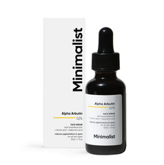Minimalist Alpha Arbutin 02% serum - fórmula con ácido hialurónico y aloe vera hidratante.