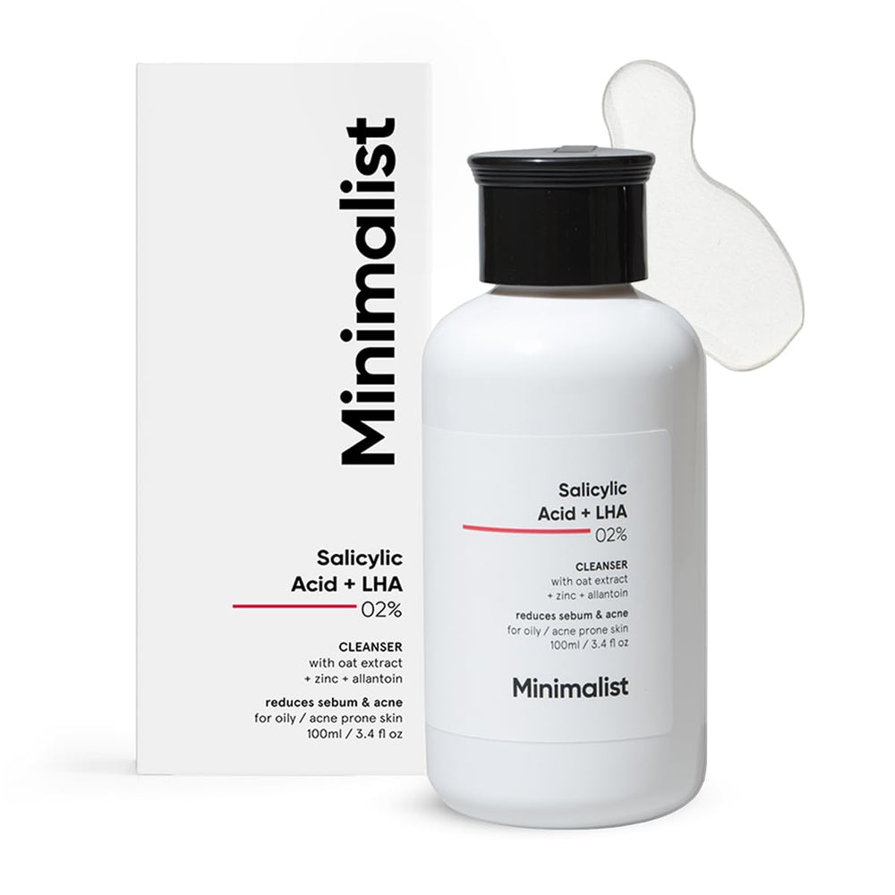 Minimalist two-percent-salicylic-acid-face-wash bottle showing pore cleansing and oil control.