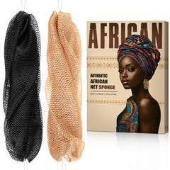 MINISENTIALS African Net Sponge with knots back-scrubber for deep exfoliation and back reach.