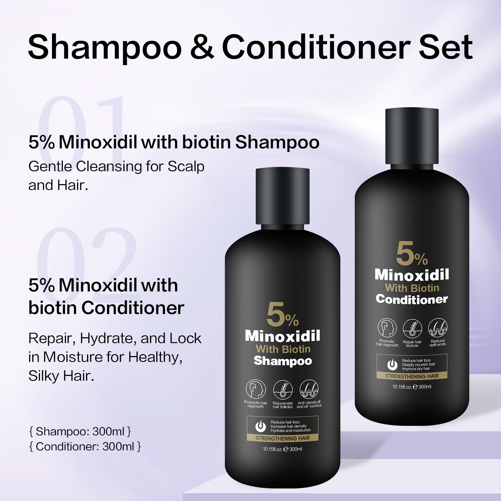 Minoxidil Conditioner application scene emphasizes nourishing scalp support.