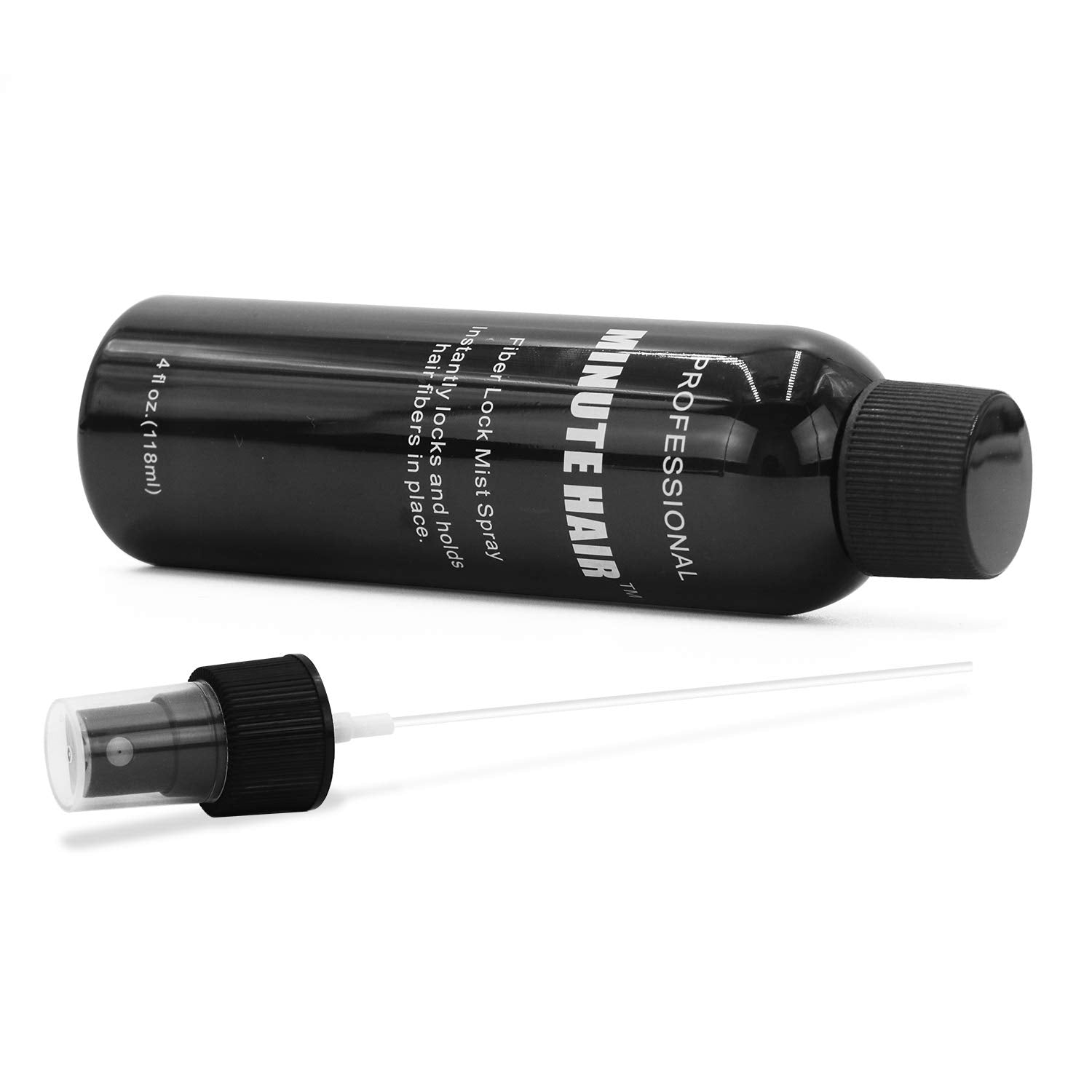 Minute Hair Fiber Lock Spray natural finish helps blend fibers with existing hair.