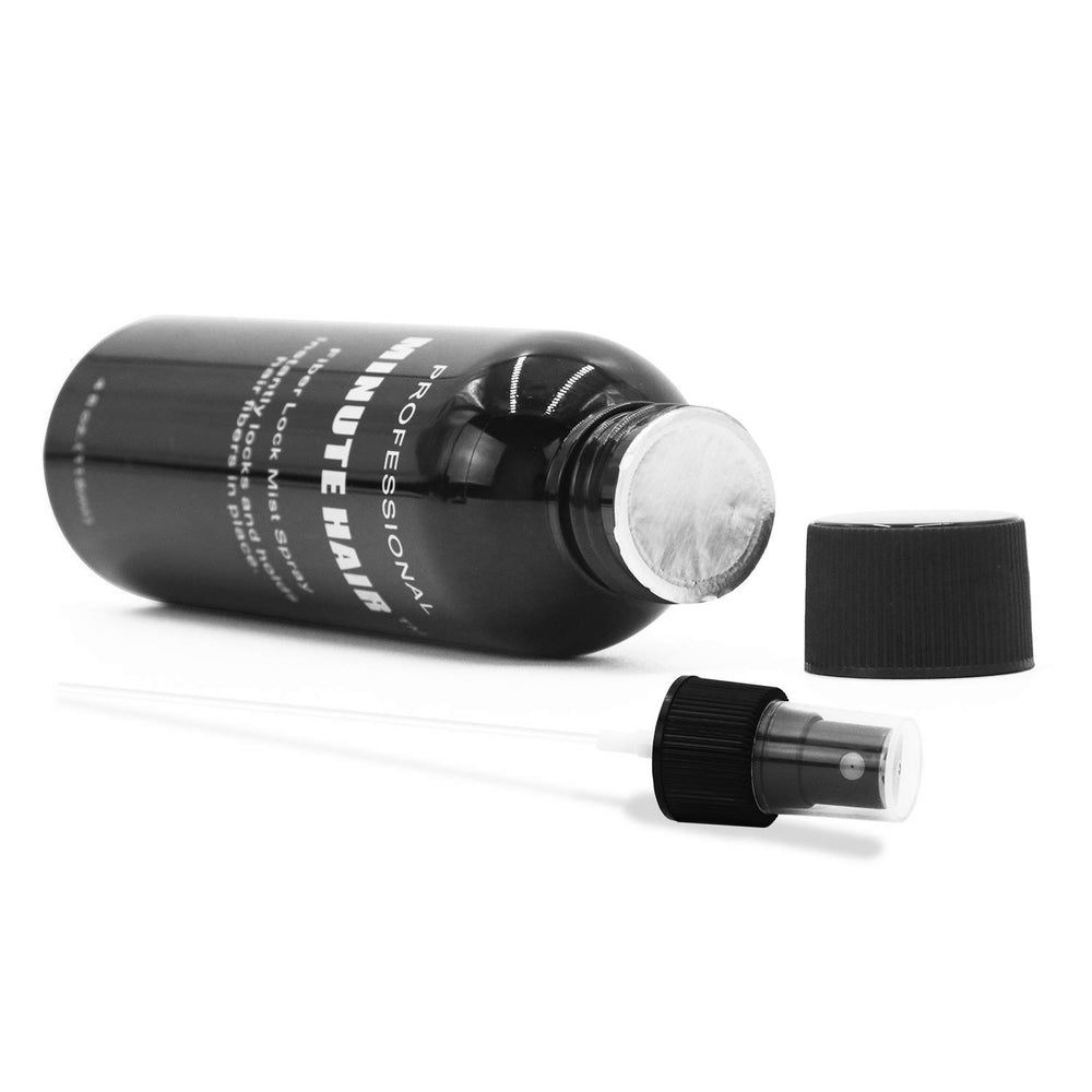 Minute Hair Fiber Lock Spray quick-dry formula saves styling time.