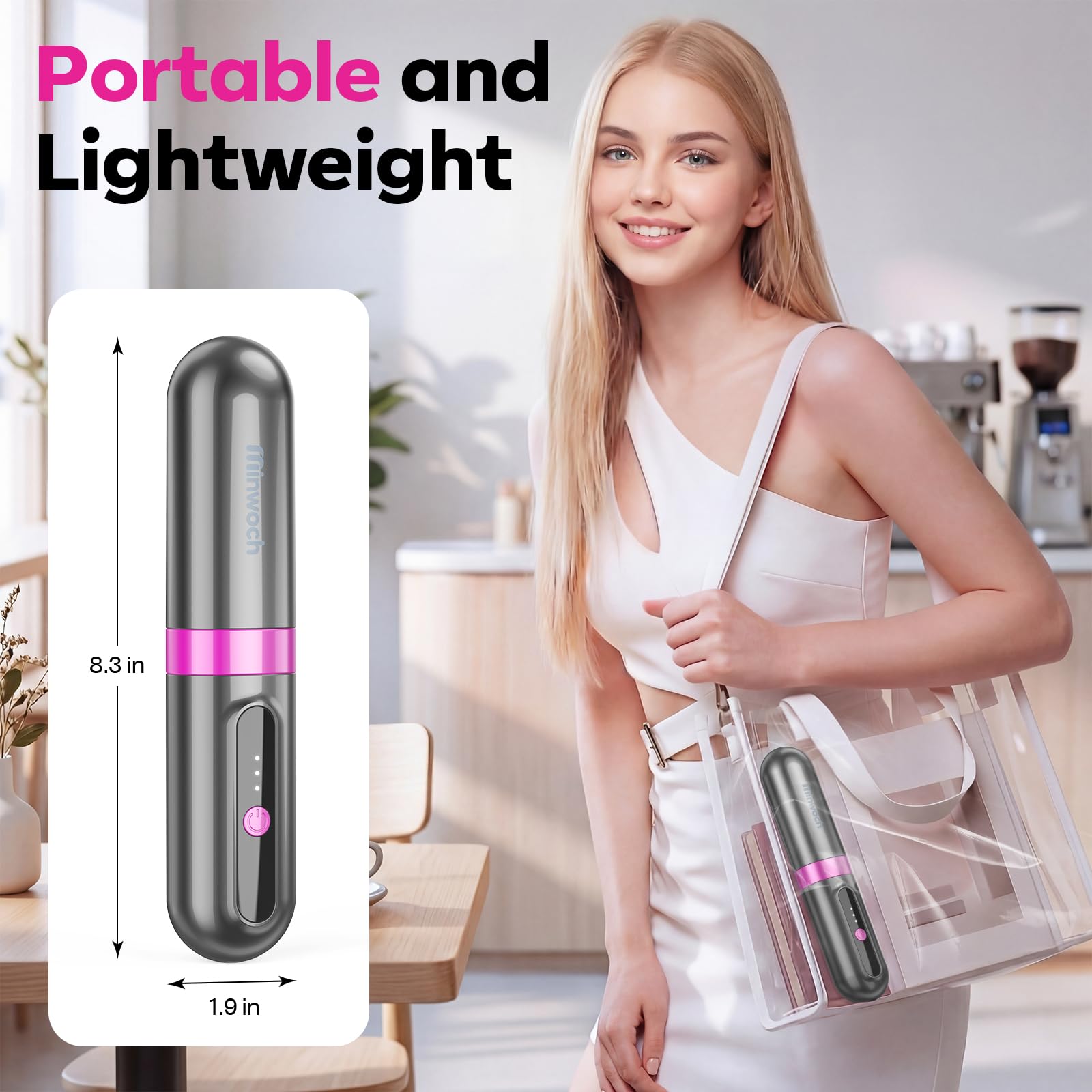 Minwoch Go Brush Pro anti-scald housing keeps styling safe.