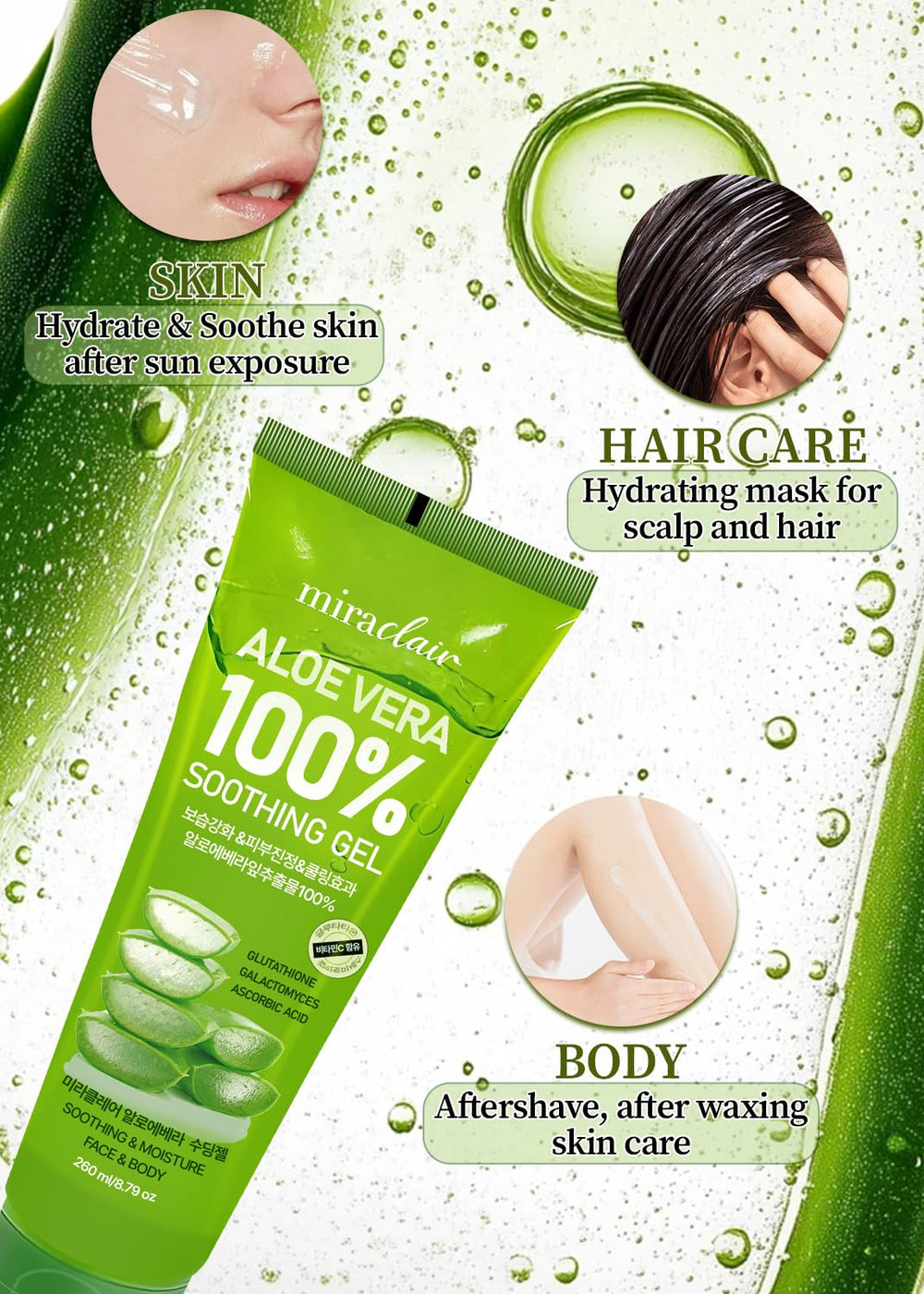 MIRACLAIR Aloe Vera, aplicación rápida para alivio ligero y refrescante