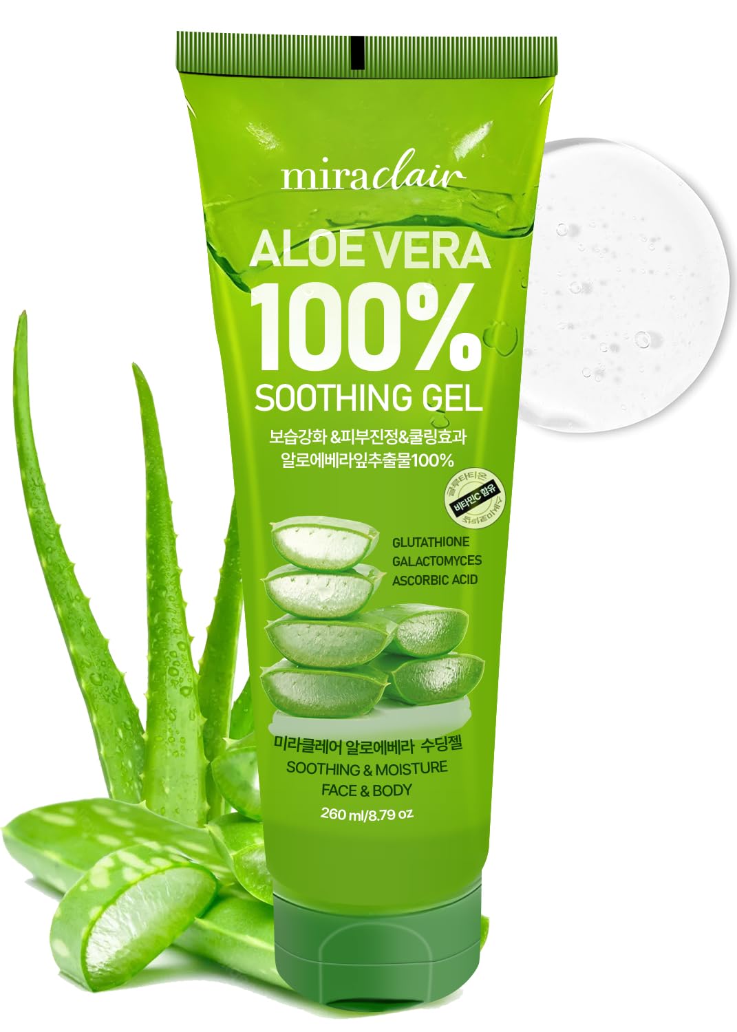 Gel MIRACLAIR de Aloe Vera, textura clara para hidratación suave en la piel