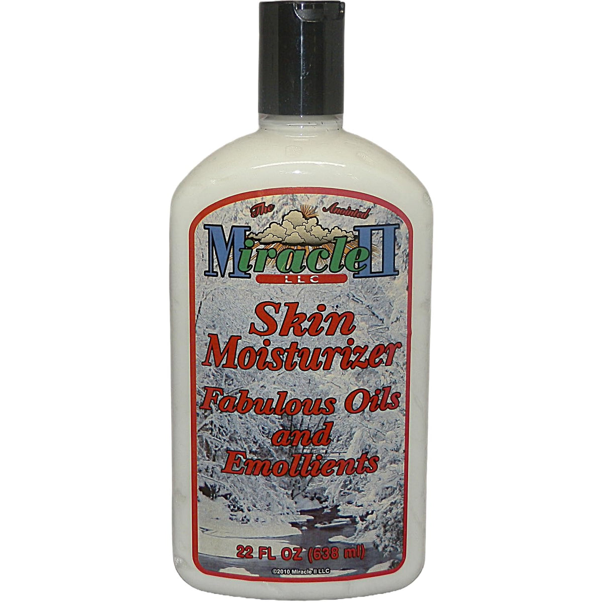 Miracle II bottle application shows a smooth, natural moisturizer for daily skin care.