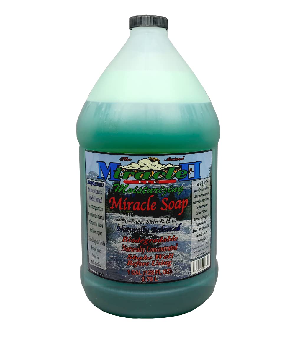 Miracle II Moisturizing Soap 1-gallon bottle for gentle cleansing of skin and hair