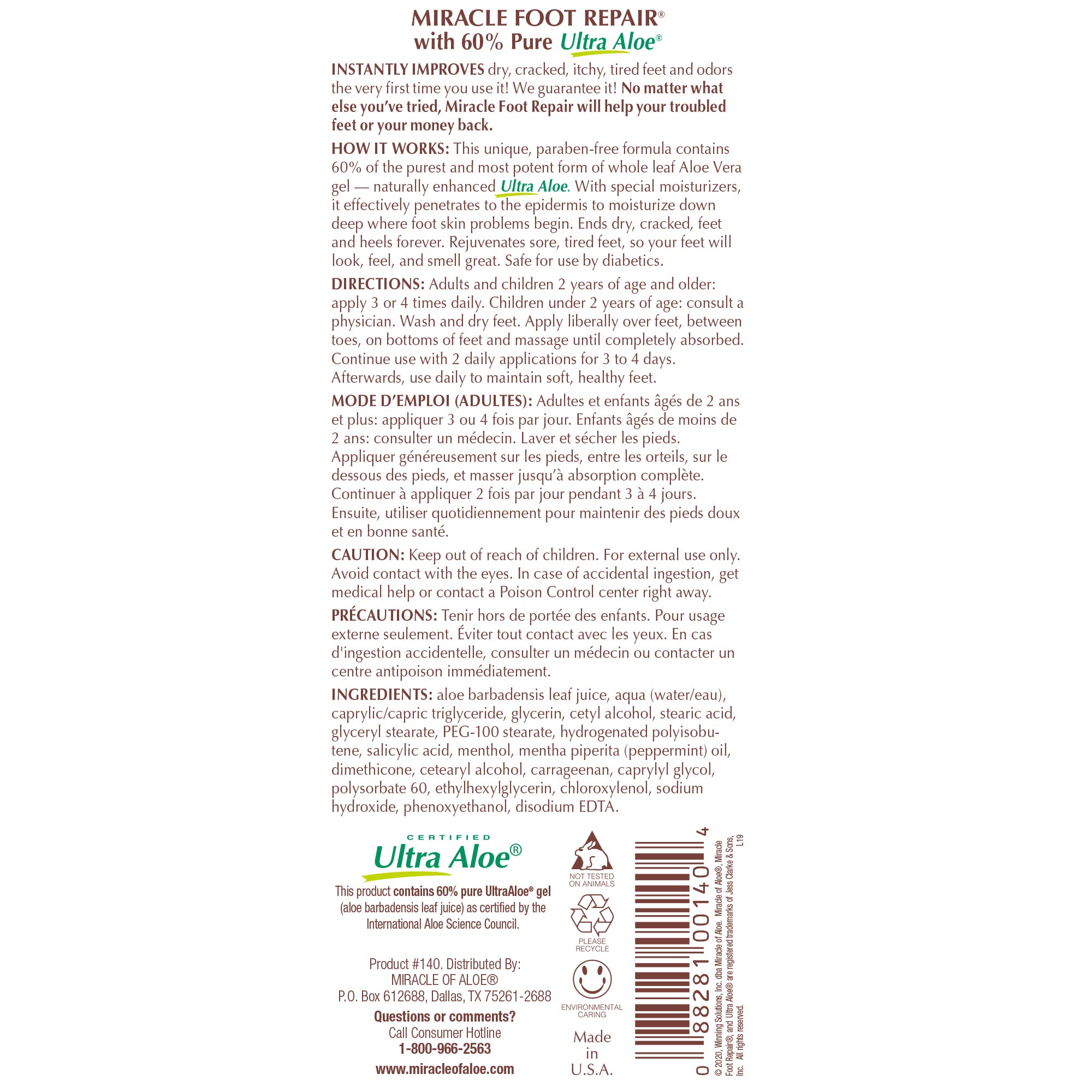 Miracle of Aloe conjunto reparador para manos y pies