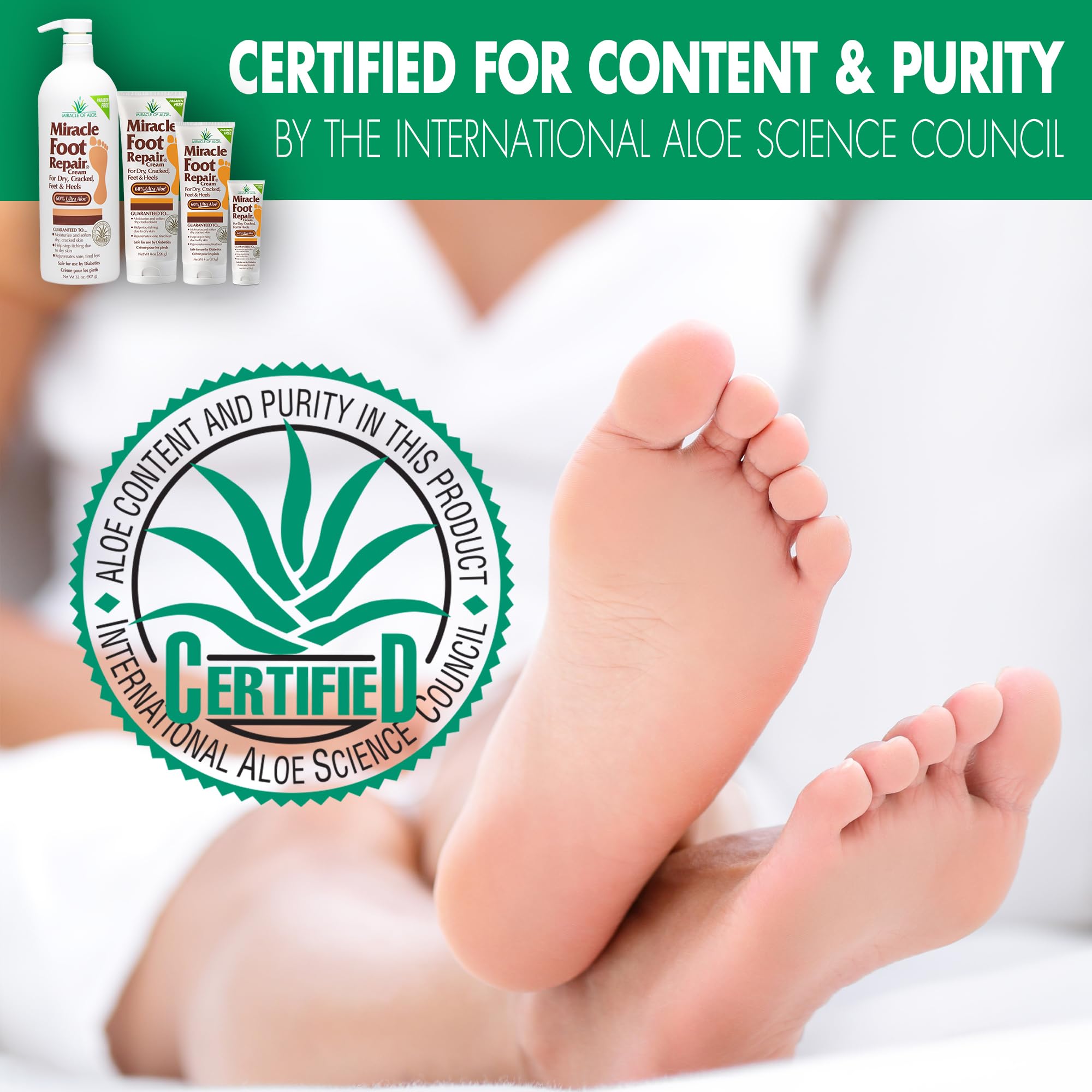 Miracle of Aloe crema para pies, aplicación suave que cuida la piel.