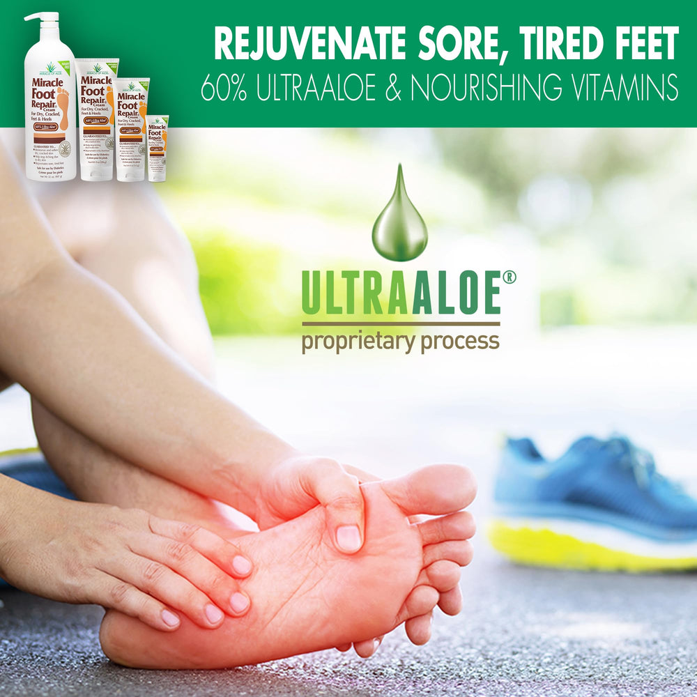 Miracle of Aloe crema para pies, textura hidratante y agradable al tacto.