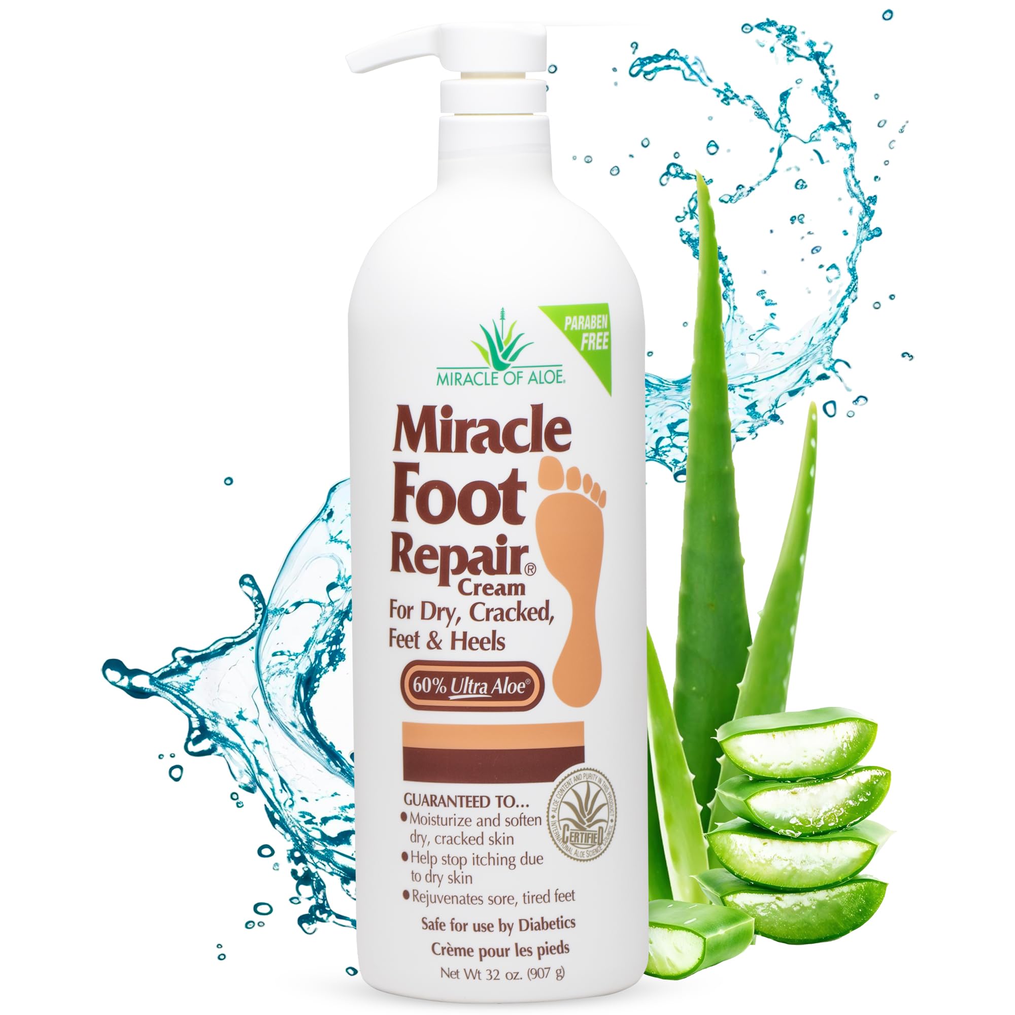 Miracle of Aloe foot repair cream jar for daily hydration of dry, cracked heels.