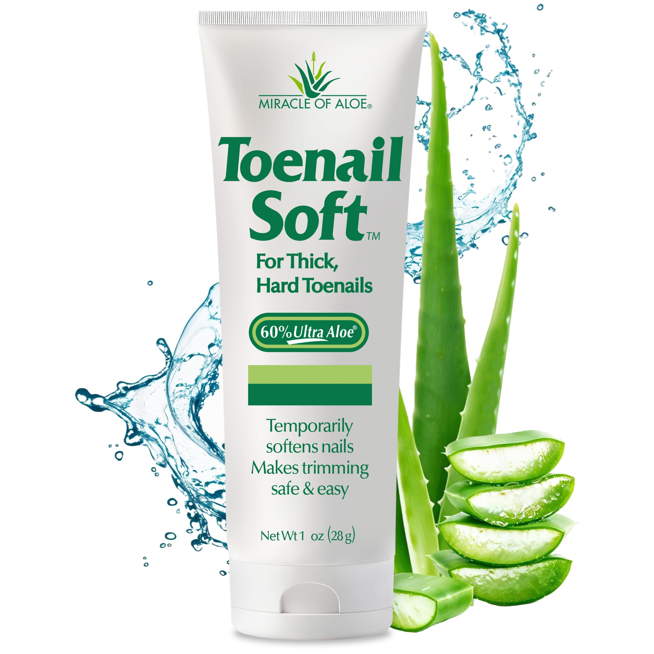 Miracle of Aloe suavizante de uñas de pie en botella para suavizar uñas gruesas.